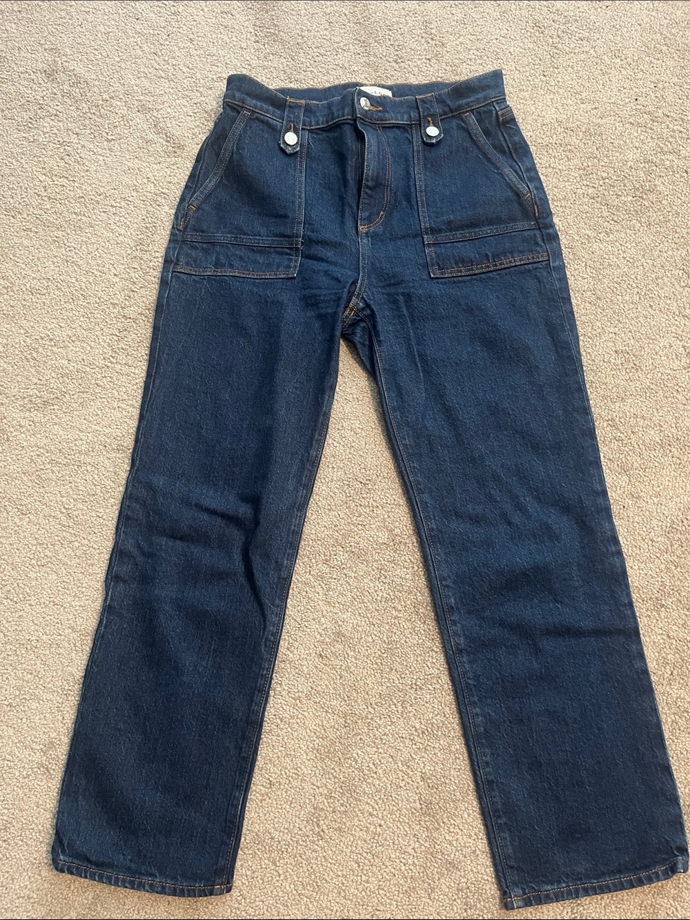 LOFT High Rise Straight Utility Jeans - Classic Rinse Wash
